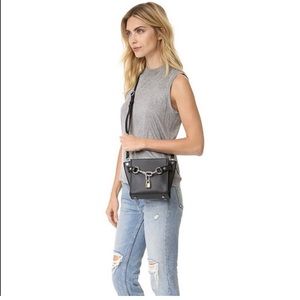 Alexander Wang mini Attica chain lock black leather crossbody bag